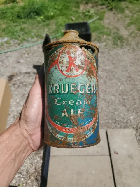 Krueger Cream Ale IRTP 32oz Quart Cone Top Beer Can EMPTY CAN