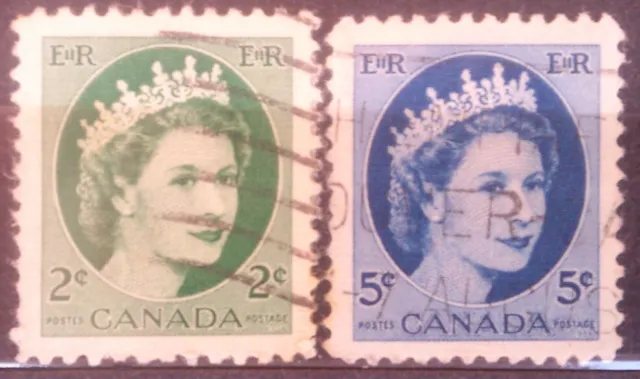 08 Canada EARLY QEII Elizabeth II stamps , VF, 2c, 5c