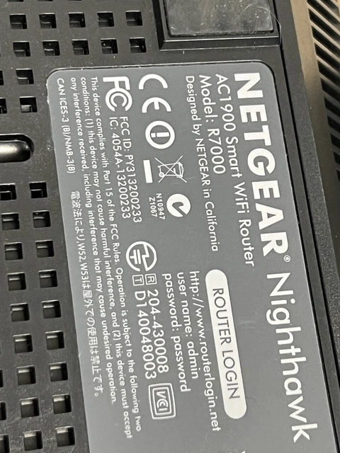 Netgear NightHawk AC1900 R7000 Nighthawk router WiFi intelligente 6