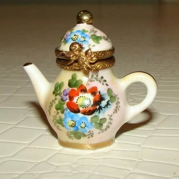 RARE Vintage Limoges France art deco miniature French floral teapot