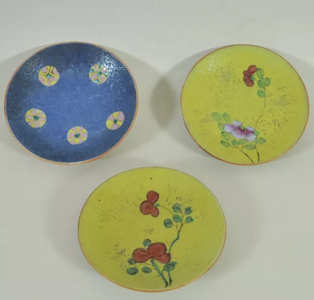 Three Antique Chinese Painted Porcelain Flat, 18th Century