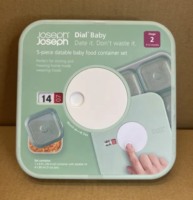Joseph Joseph Dial Baby Stage 2 Dateable Food Freezer Storage Container Set New!