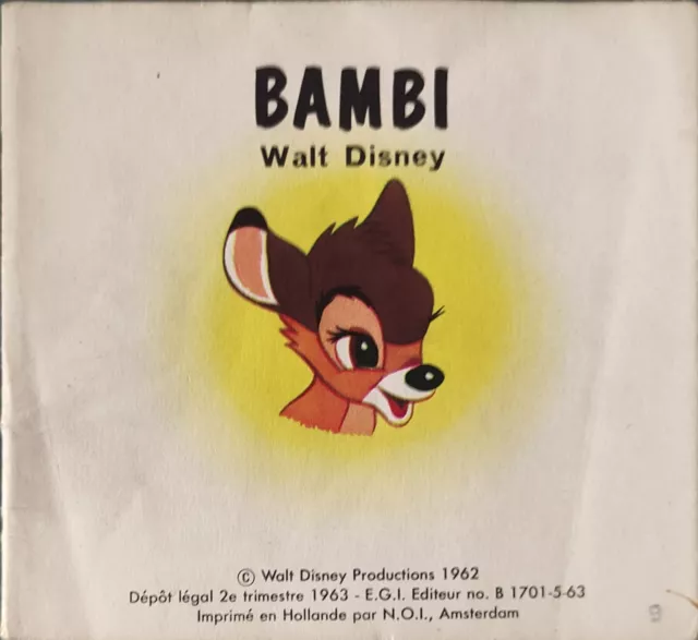 9 . BAMBI mini livre hachette Walt Disney vintage rare EUR 3,00