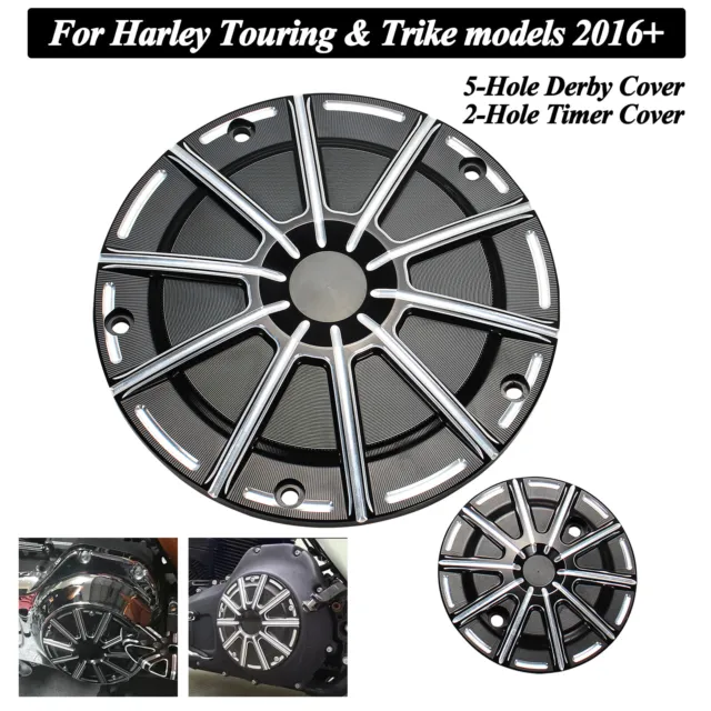 For Harley Touring,Trike 2016-ON Models 5-Hole Derby + 2-hole Timer Timing Cover