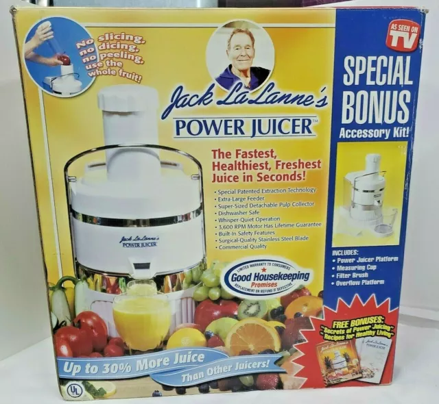 Jack LaLannes Power Juicer White Machine Juicing Recipe Books EUC Works