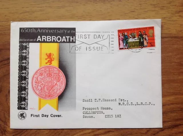 GB  Declaration Arbroath 650th Anniversary  First Day Cover . Free UK Postage