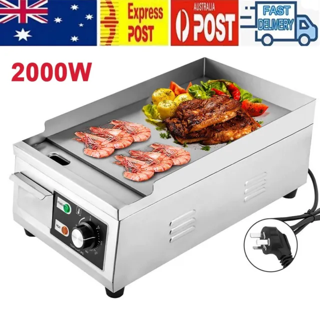 Electric Griddle Grill BBQ Hot Plate 2000W Commercial Stainless Steel Countertop