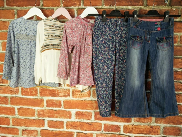 Pacchetto Camicetta Floreale Bambina Età 4-5 Anni Next Fatface Jeans Bohemian 110Cm