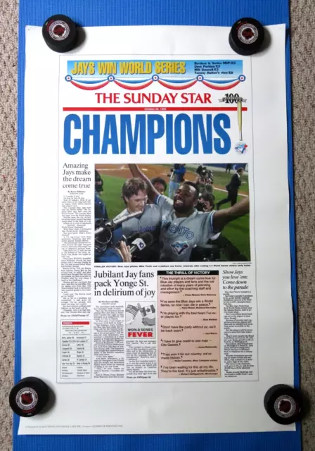 Toronto Blue Jays, 1992 World Series Champions, Toronto Sunday Star Poster