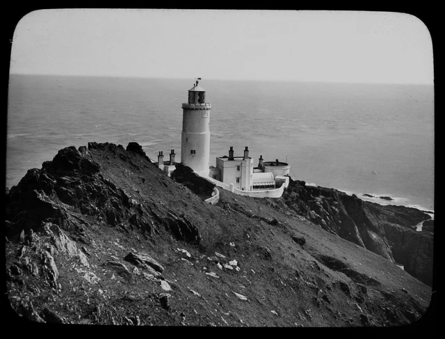 Magic Lantern Slide START POINT LIGHTHOUSE DEVON C1900 PHOTO ANTIQUE