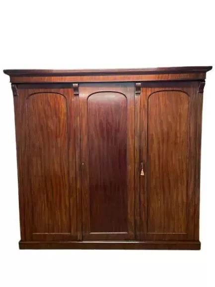 Antique Victorian Country House Triple Wardrobe Bedroom Storage