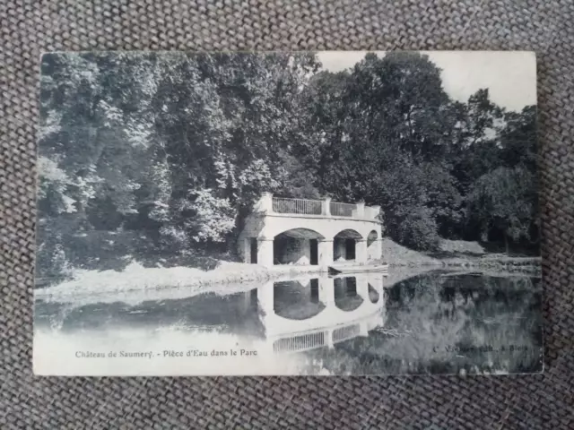 Cpa Château De Saumery Pièce D Eau Dans Le Parc