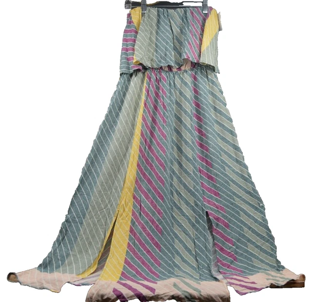 Tall Robe Longue Plissée Multicolore À Imprimé Abstrait Et Bretelles