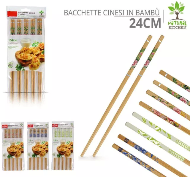 Bacchette Cinesi Giapponesi Decorate 10 Coppie 20 Bacchette In Legno Bambu' 24Cm