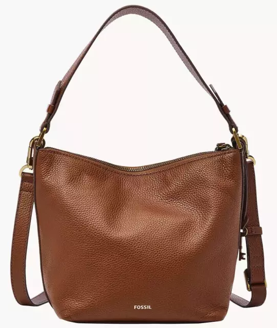 FOSSIL JULIANNA HOBO Shoulder Bag Brown Leather Crossbody Purse