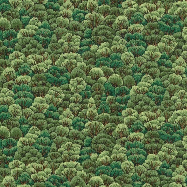 100% Cotton Fabric Nutex Bunched Trees Forest Nature Landscape