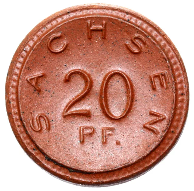 Freistaat Sachsen - Münze - 20 Pfennig 1921 - Meissen - braunes Porzellan