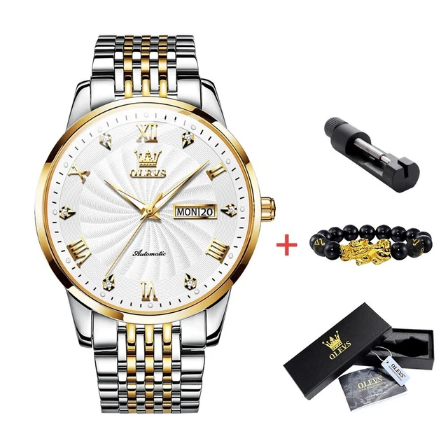 OLEVS Mens Watches Automatic Mechanical Man Luminous Stainless Business Watch