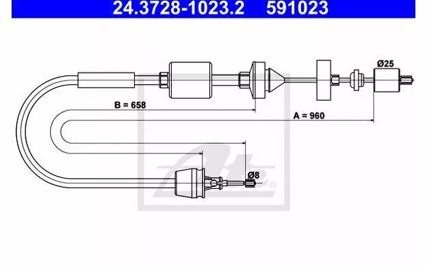 ATE Câble d'embrayage pour RENAULT CLIO KANGOO 24.3728-1023.2 - Mister Auto