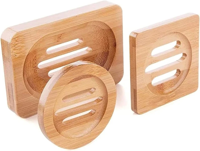 UNIMEIX Bamboo Wood Soap Dish,Soap Dish Case Soap Tray,Natural Wooden Soap for