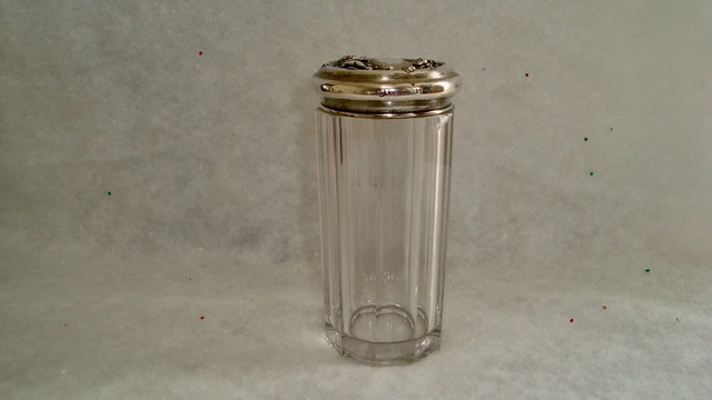 Antique Sterling Silver Cherubs & Roses Vanity Jar Art Nouveau Repousse Lid 4.5"