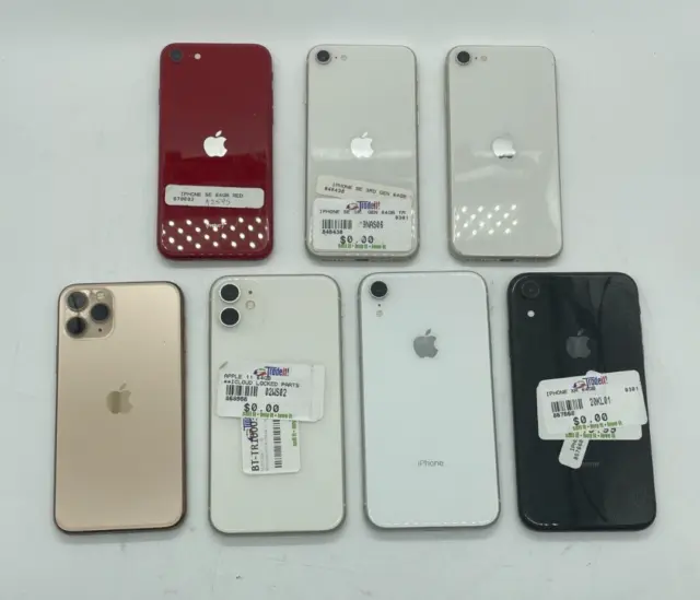Lote de 7 surtidos de iPhones Apple (11 Pro, 11, XR, SE 3a Generación) (Piezas/Reparación)