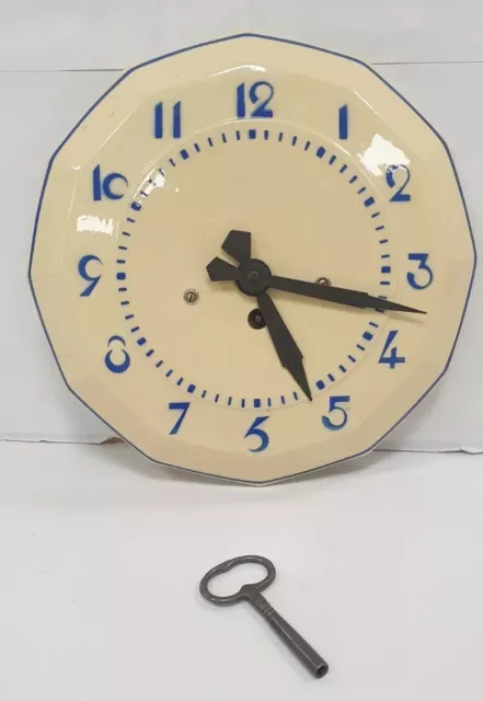 ancienne horloge mecanique marti made in france 8 jours art deco faience 1930