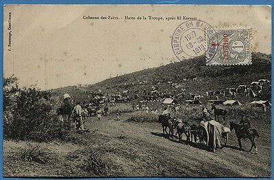 CPA: Colonne des Zaers - Halte de la Troupe, après El Kerassi / Maroc / 1910