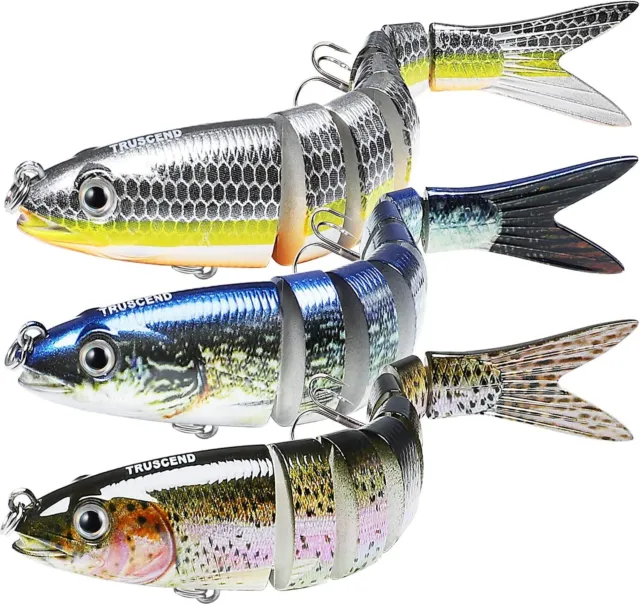 3 x Bass, Pike & Trout hard plastic body multi jointed lure Sea, Predator & Game