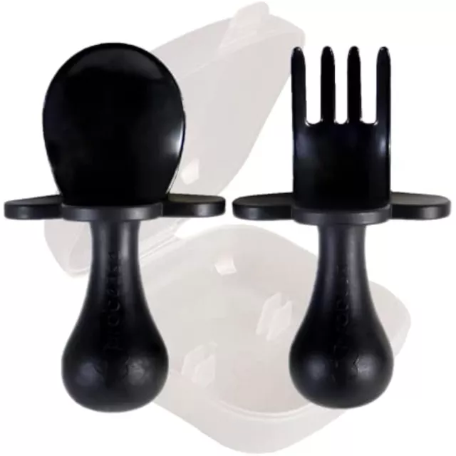 Grabease Baby and Toddler Self-Feeding Utensils – Spoon and Fork Set for