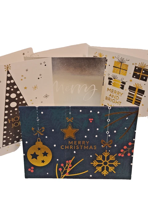 Two box's of 10 Christmas Cards 2 Designs Glitter And Foiled Christmas Card