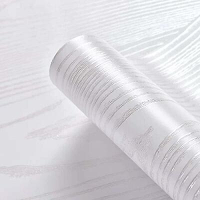 15.8" x78.7" Silver White Wood Paper Vinyl Wallpaper Removable Peel and Stick