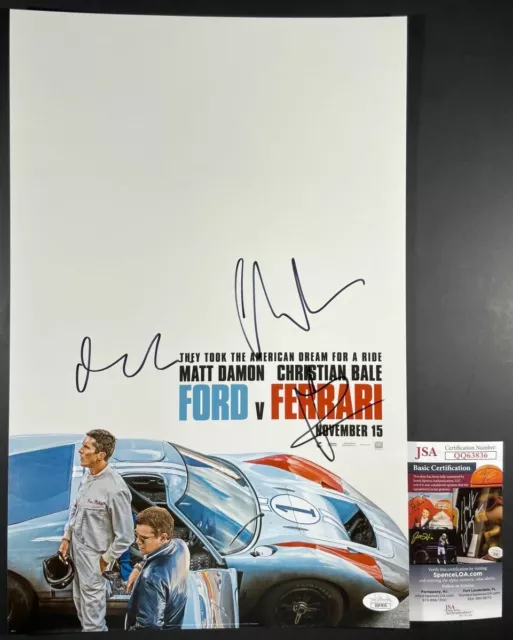 Christian Bale And Matt Damon Signed Ford V Ferrari 11x17 Movie Poster A JSA COA