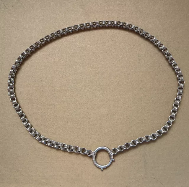 victorian sterling silver book chain collar and large bolt ring clasp 17.5 inch