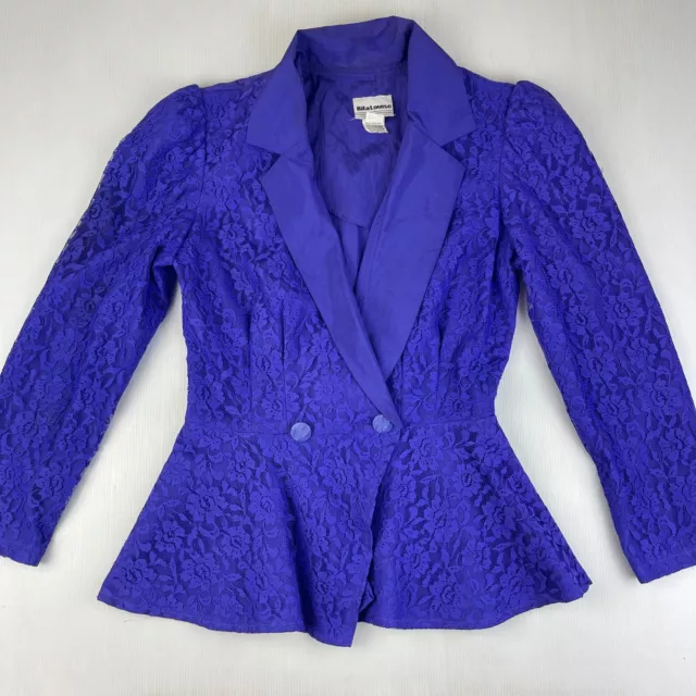 Vintage Purple Lace Blazer 80's Rita Louise Women's Size 10