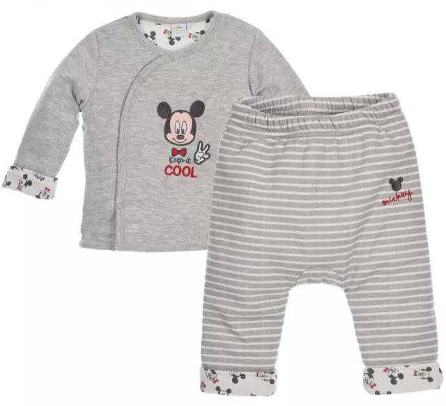 Set Micky Gr.68 80 86 92 Disney NEU Stick Jacke Hose leicht gefüttert grau baby