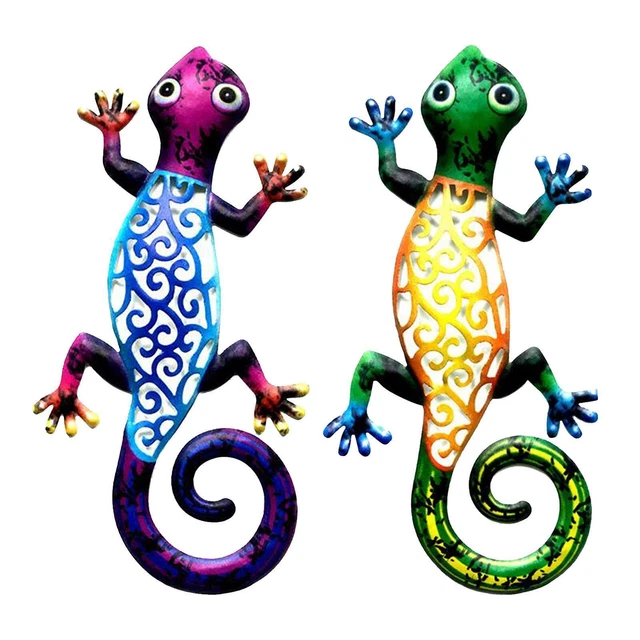 GECKO WALL ART Ornament Metal Geckos Wall Hanging Artwork for Bedroom