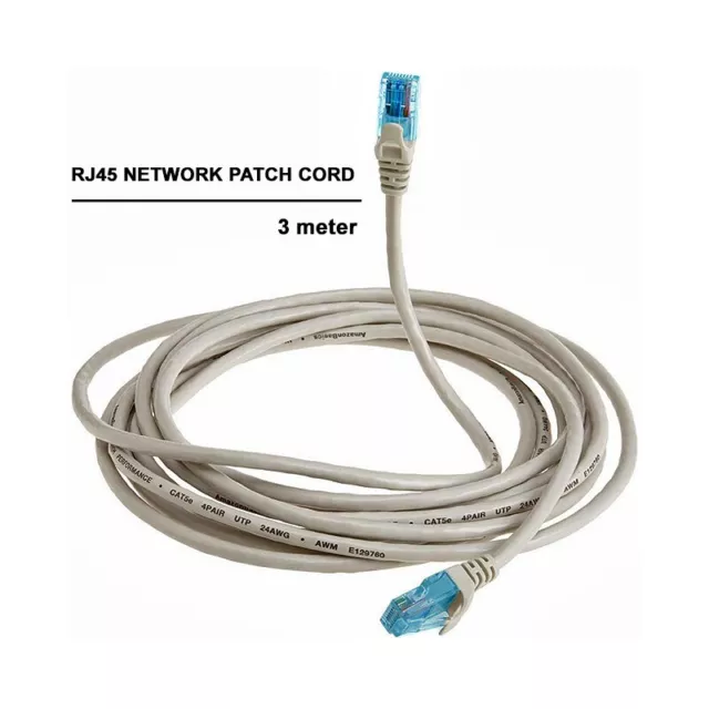 Cavo Di Rete Ethernet Patch Cable Lan Rj45 Cat.5e Prolunga 3 Metri Grigio_