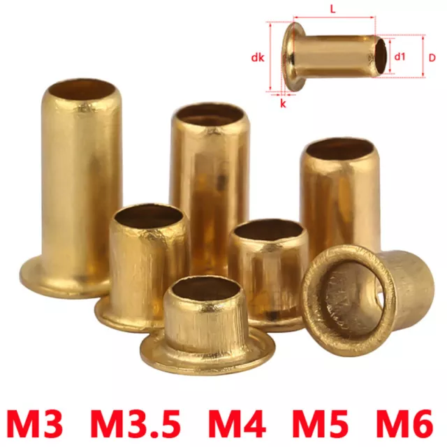 Rivetti cavi ottone rivetti tubolari M3 M3,5 M4 M5 M6 rivetti cavi e semi cavi D