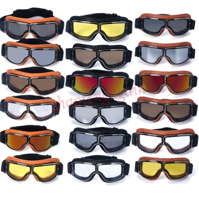 Heinmo Lunettes Aviateur Rétro Vintage Moto – Protection UV Vent Poussière, Style Pilote Pour Motard, Croiseur, Scooter