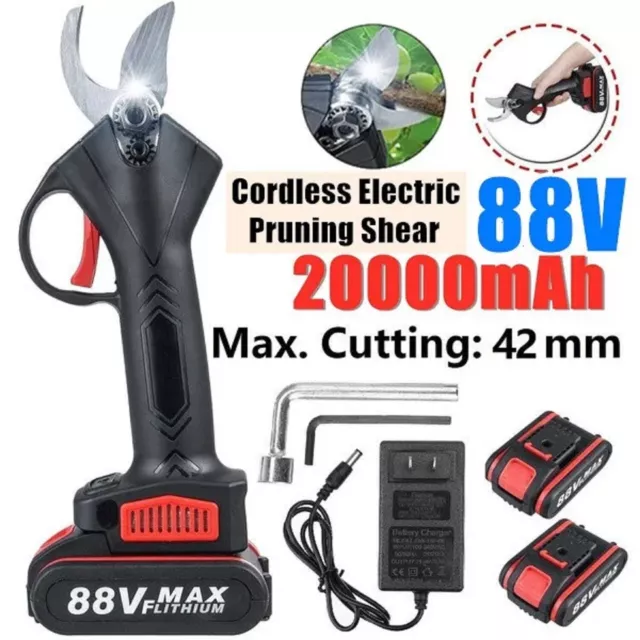 Cordless Electric Pruning Shears Secateur Branch Scissor Cutter Pruner 2 Battery