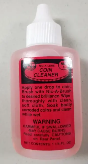 Nic A Lene Coin Cleaner For US Pennies & Nickels 1 1/4 Oz Bottle FREE SHIPPING
