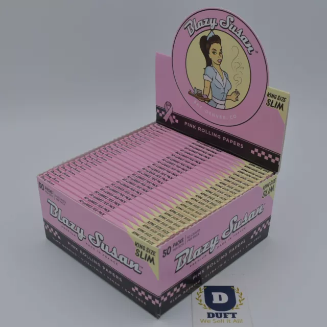 Blazy Susan Pink King Size Slim Smoking Rolling Papers 1 3 6 12 25 50 Full Box