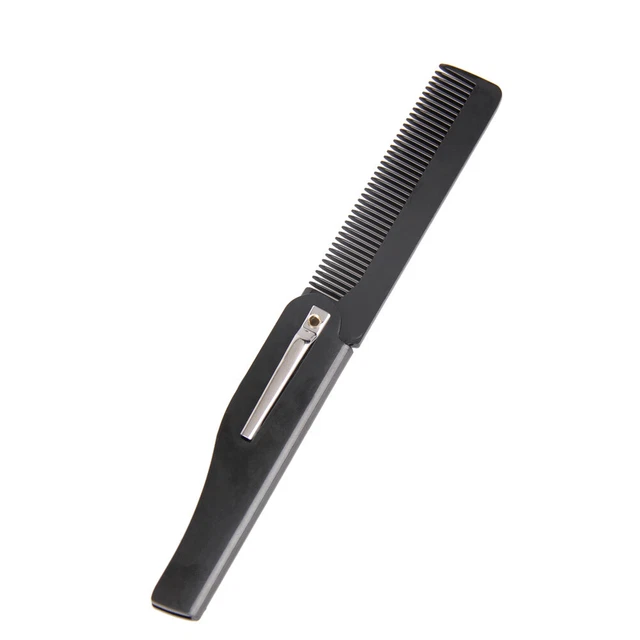 Foldable Hair Comb Women Hairdressing Men Moustache Beard Comb (Black)