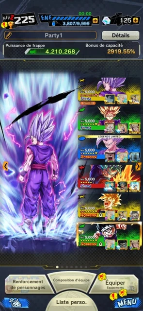 COMPTE DRAGON BALL Legends (DB Legends) New Gogeta Fusion Ssj Blue EUR 15,00 - FR