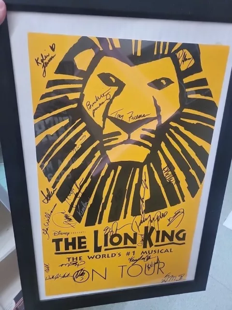 Cast Signed THE LION KING Broadway Musical Original Tour Poster Disney Framed