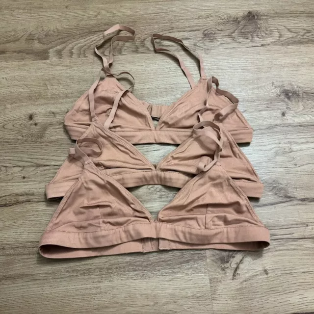 New MeUndies FEEL FREE TRIANGLE BRALETTE BRA Large Nude Brown Beige Lot of 3