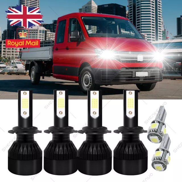 For VW Crafter 30-35 Upgrade COB H7 +501 High/Low/Side Headlight Bulbs Set 6000K