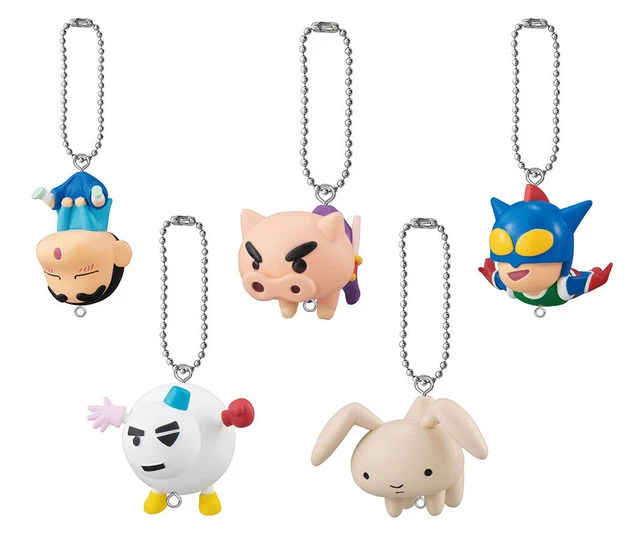 Crayon Shin Chan Figure Linked Mascot Bandai Keychain Gashapon Toys set of 5