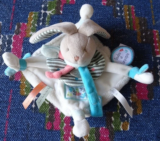 Up/  Doudou Et Compagnie  Plat Lapin Puzzle Bleu Blanc Dc2984 Quasi Neuf